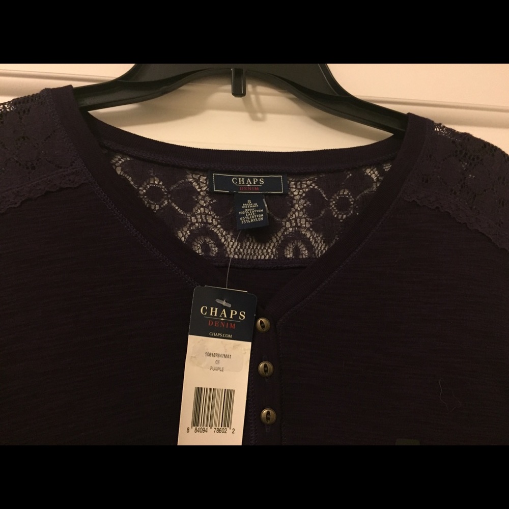 Chaps Purple Lace Blouse - Picture 2 of 3